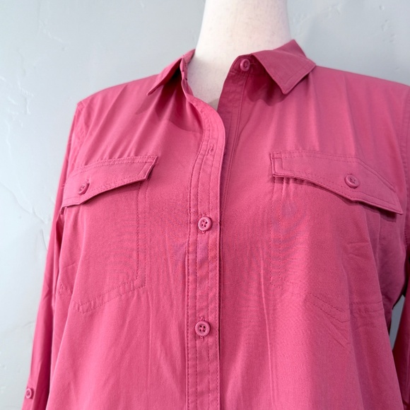 🌻 NWT Eddie Bauer Departure Shirt — Button-Down — Coral/ Rose Red — L - Picture 6 of 7